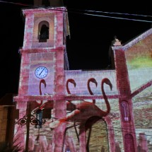 Christmas show: Iglesia de la Inmaculada Concepción with flamingos